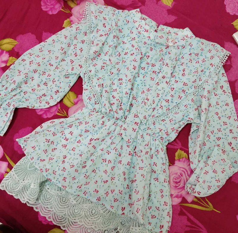 Floral Lace Trim Blouse