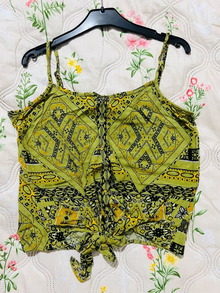 Trendy Green Print Tank Top