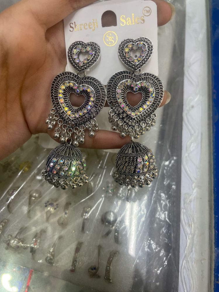 Heart Jhumka Earrings