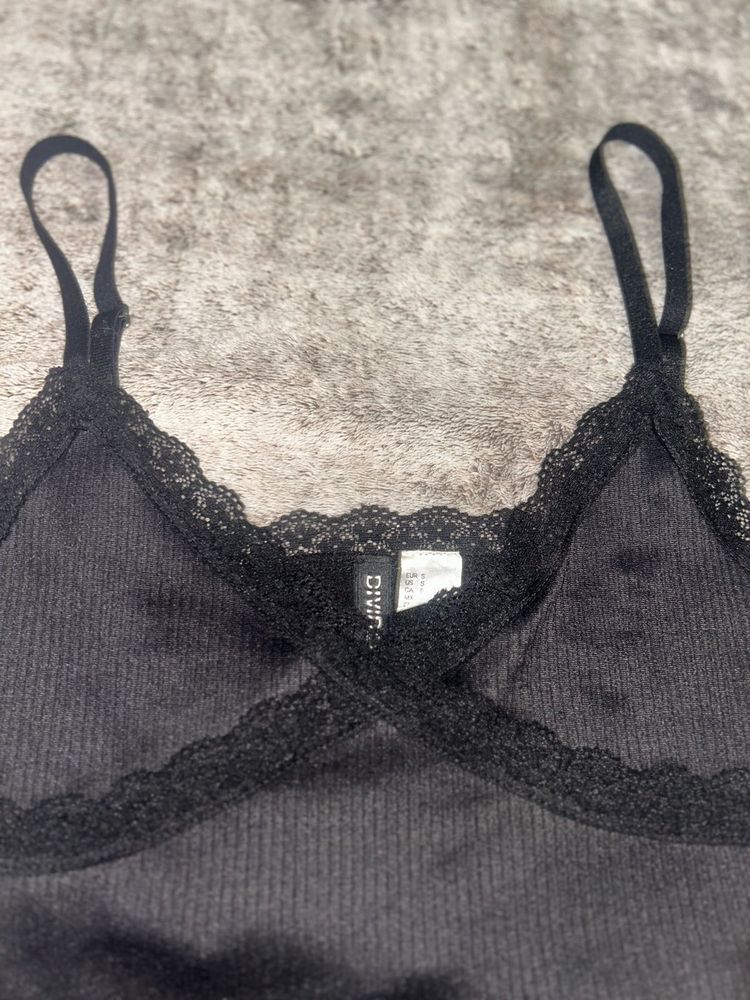 Black Lace Trim Cami Top