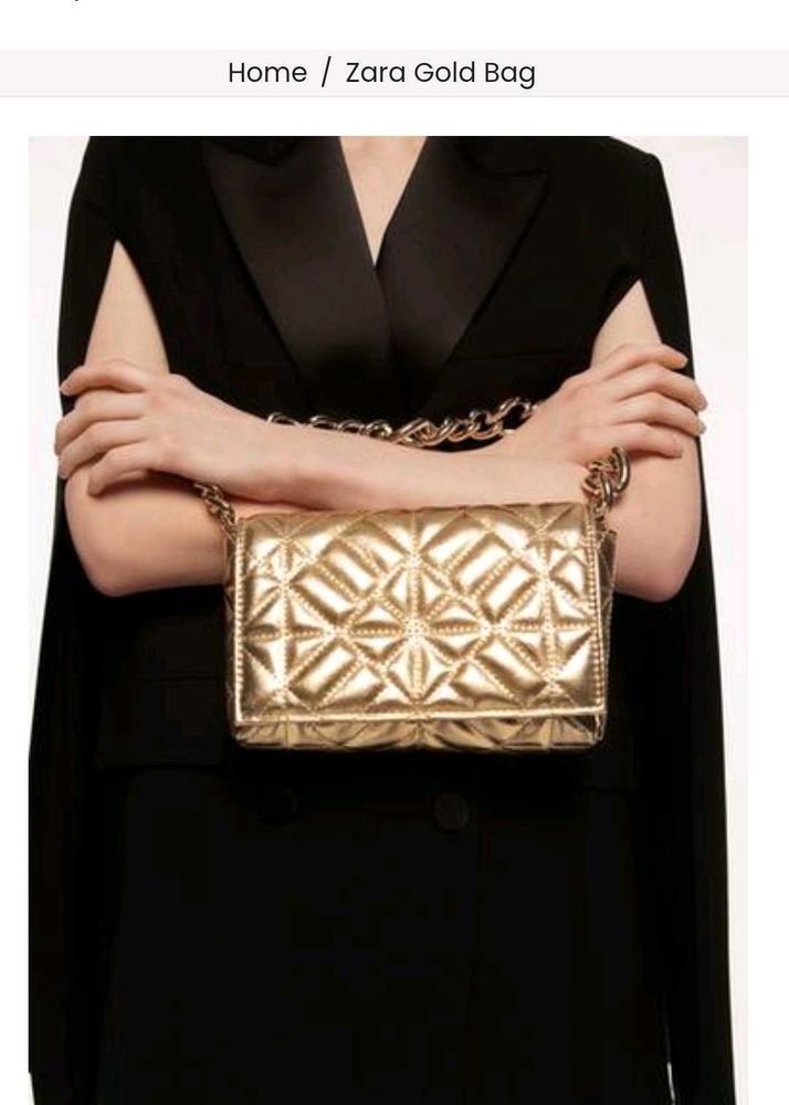 Zara Gold Quilted Clutch