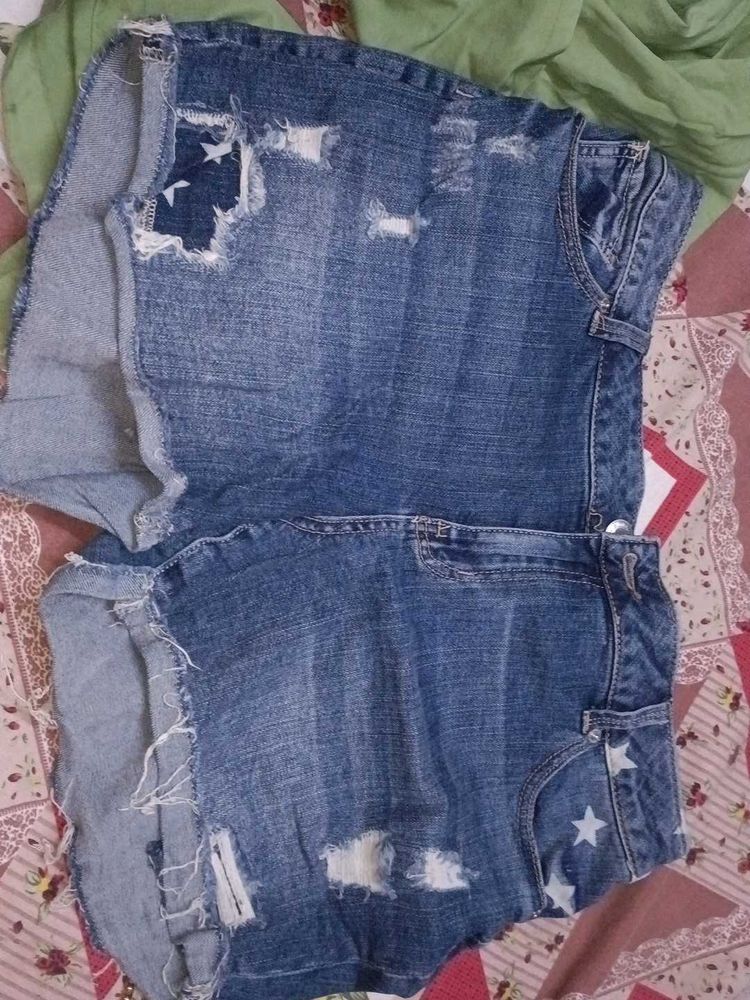 Distressed Denim Shorts