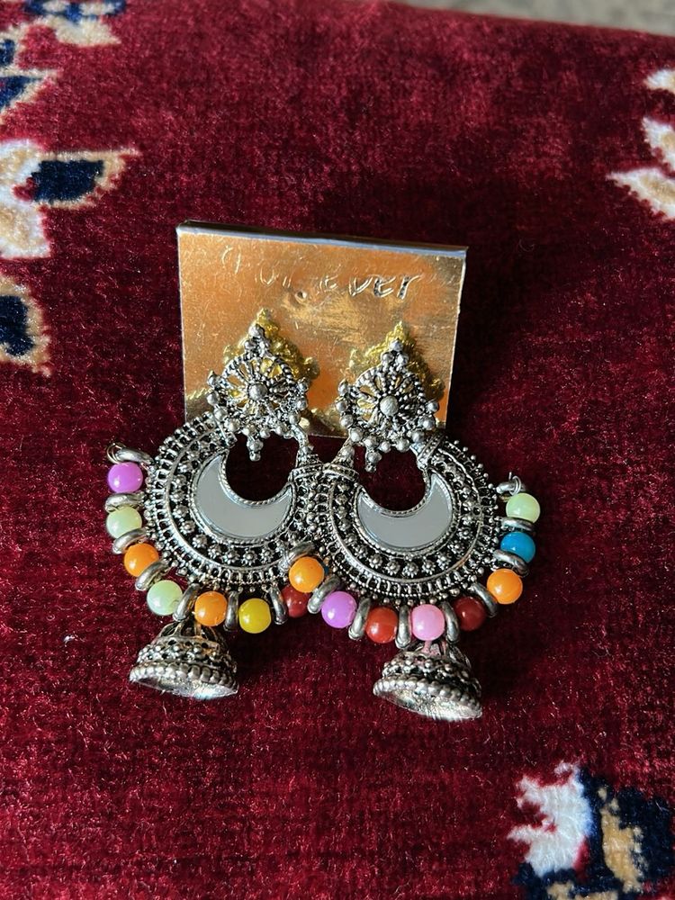 Boho Colorful Jhumka Earrings