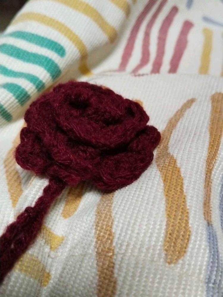 HANDMADE BAG CHARM Burgundy Crochet Rose
