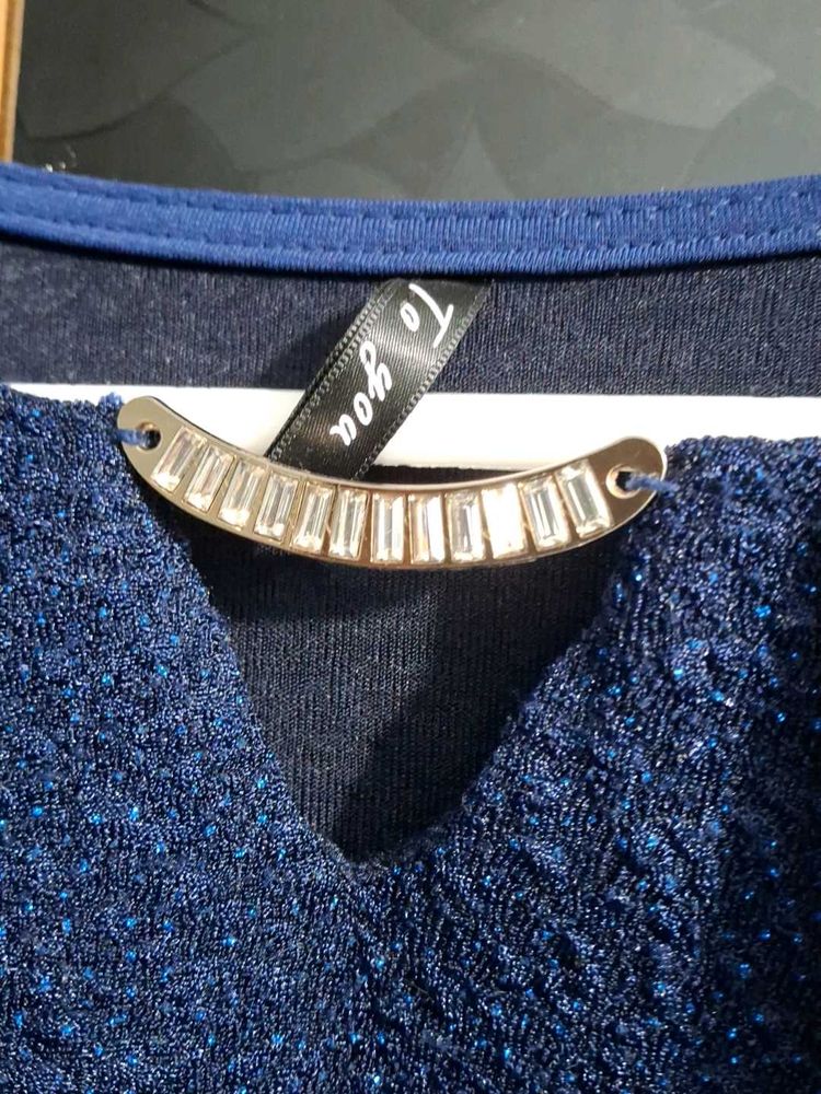 Elegant Blue Embellished Top