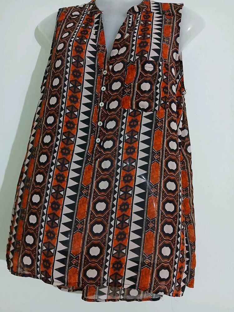 Patterned Sleeveless Top