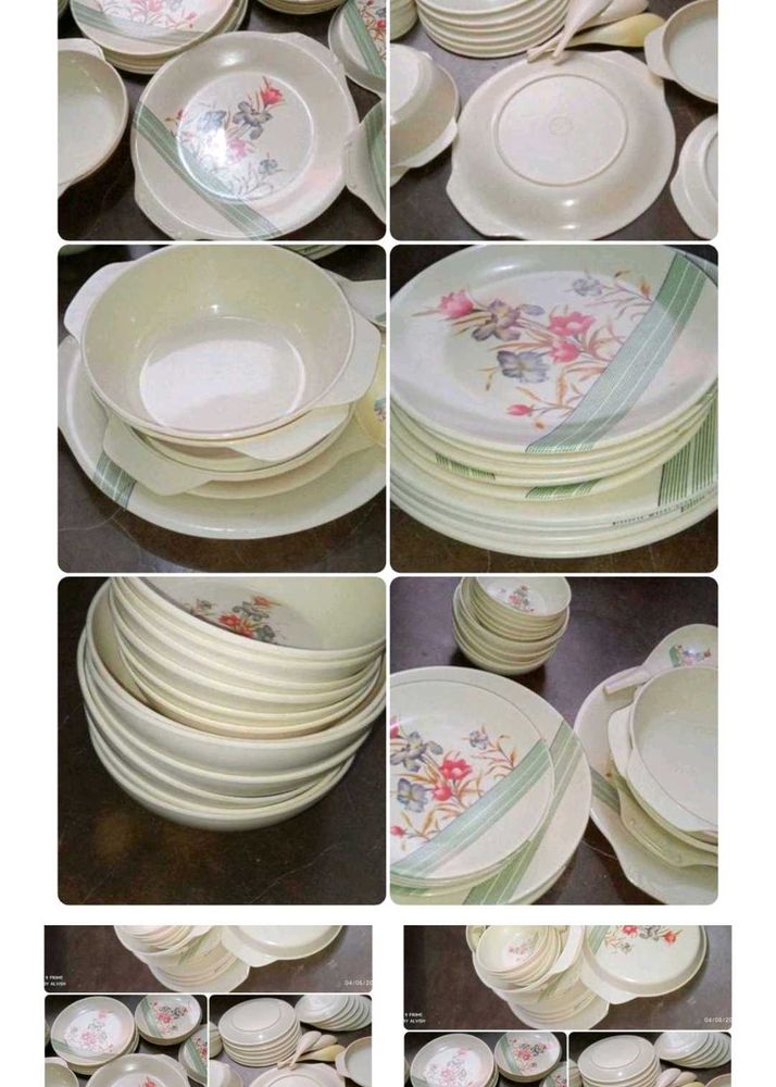 Vintage Melamine Dinnerware Set Plastic Bowl