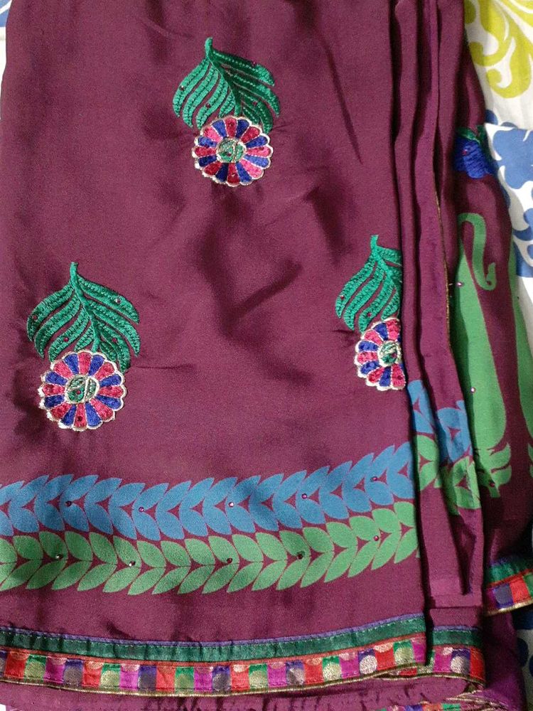 Embroidered Saree with blouse m size
