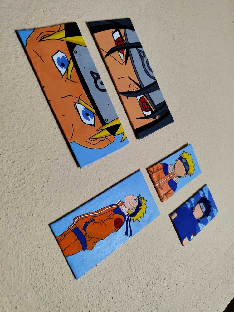 Naruto &amp; Sasuke Handmade Anime Art Set (Plus FREE)