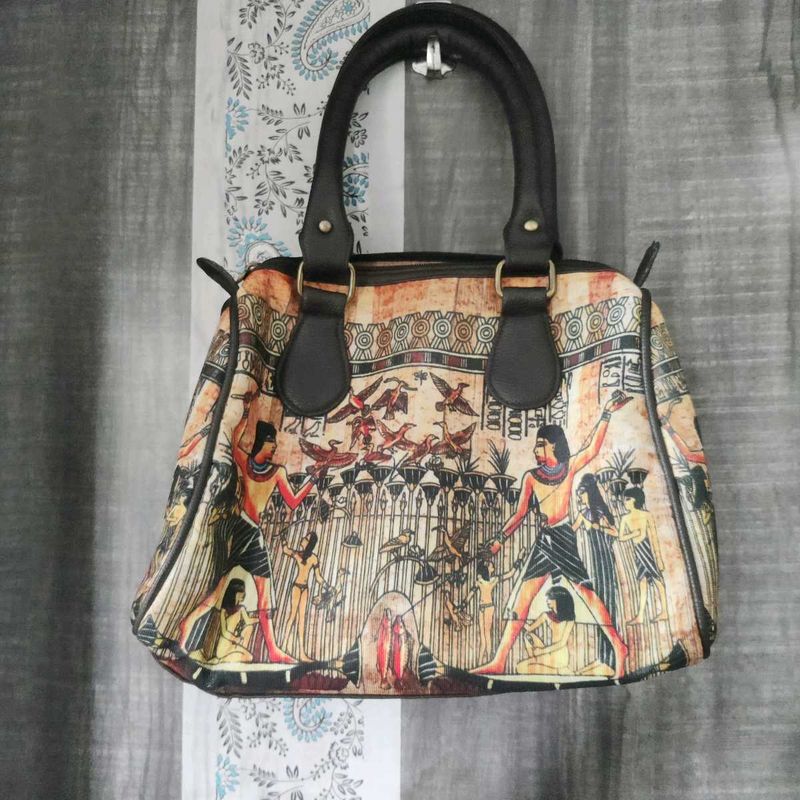 Egyptian Print Spacious Handbag