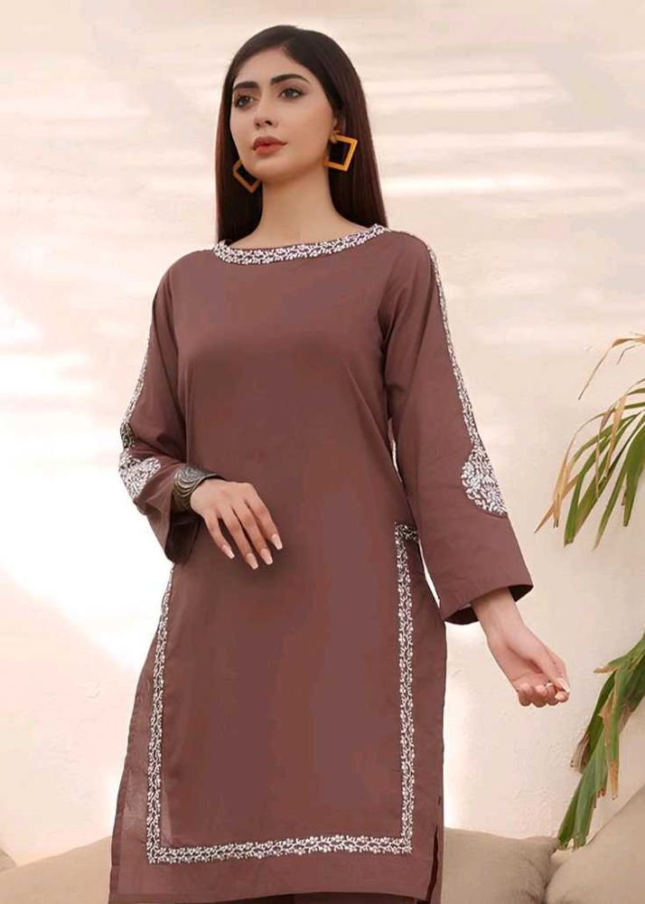 Brown Embroidered Kurta