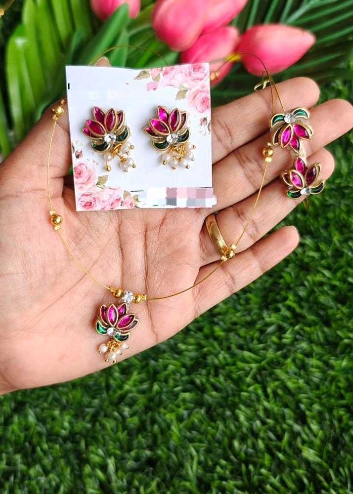 Lotus Necklace &amp; Earring Set