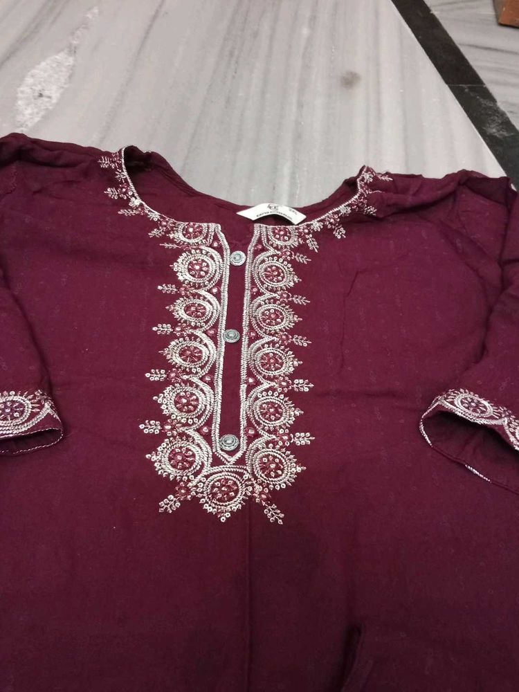 L-XL KURTI PLAZO SET WITH DUPATTA