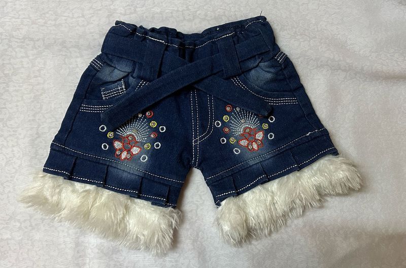 Denim Flower Shorts