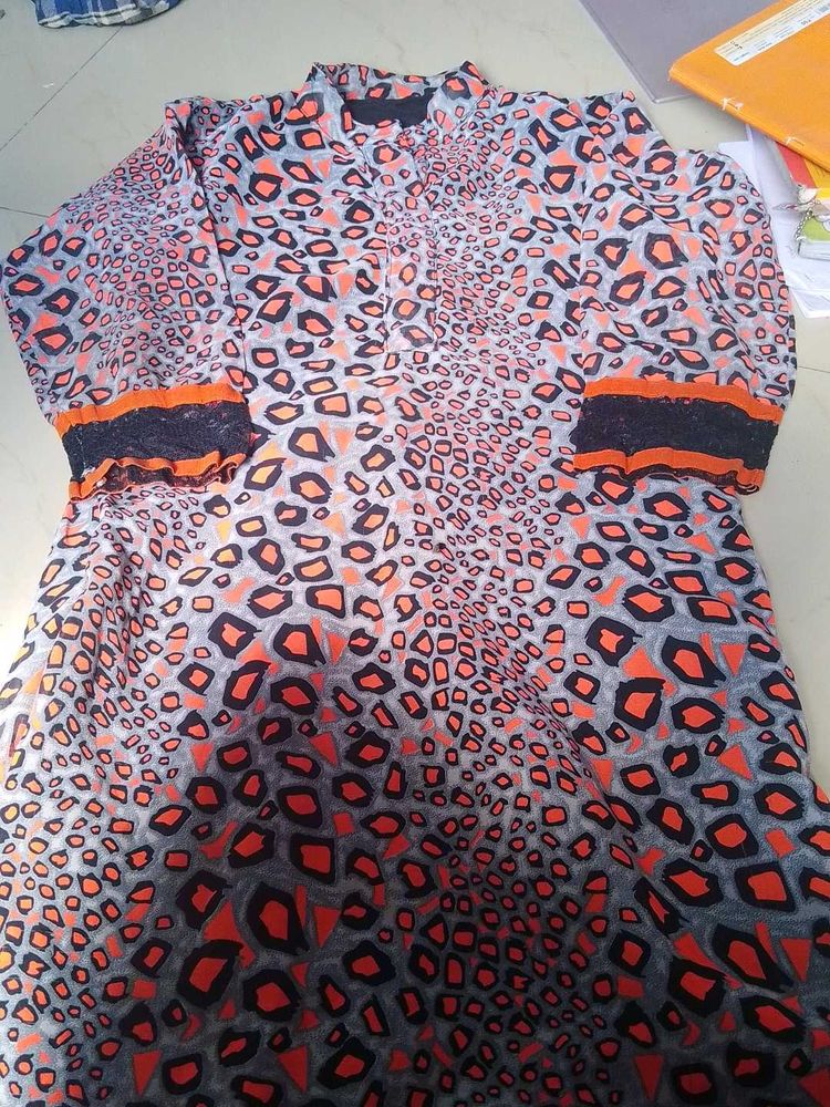 Long Culer Top And Chudidar Salwar Balck