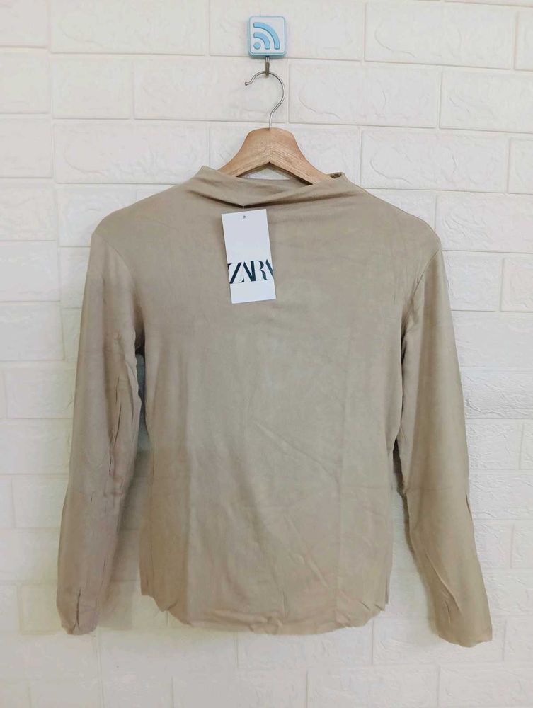 Beige Long Sleeve Top