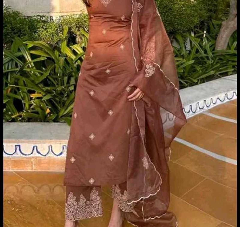 Elegant Brown Embroidered Suit