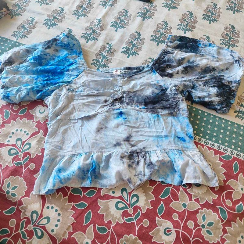 Tie-Dye Ruffle Top