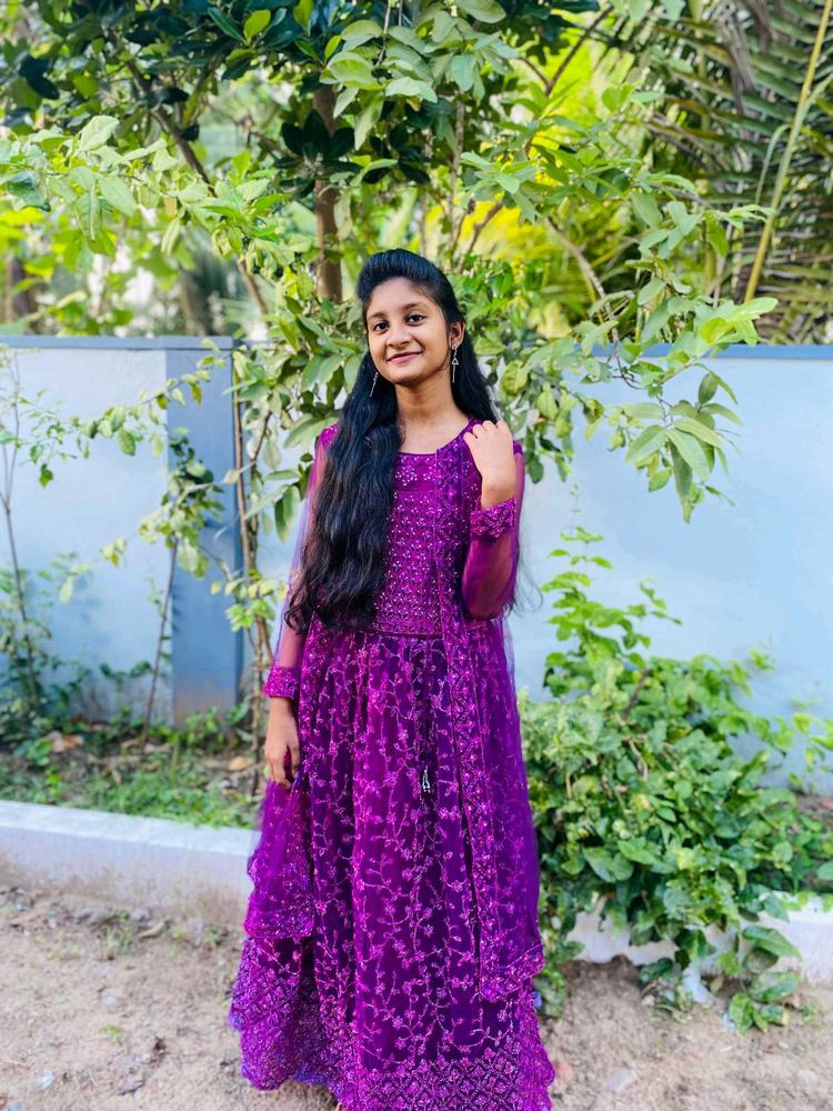 Elegant Purple Anarkali Dress