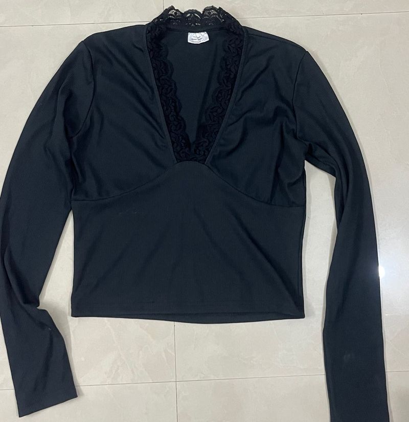 Black Lace Trim Top
