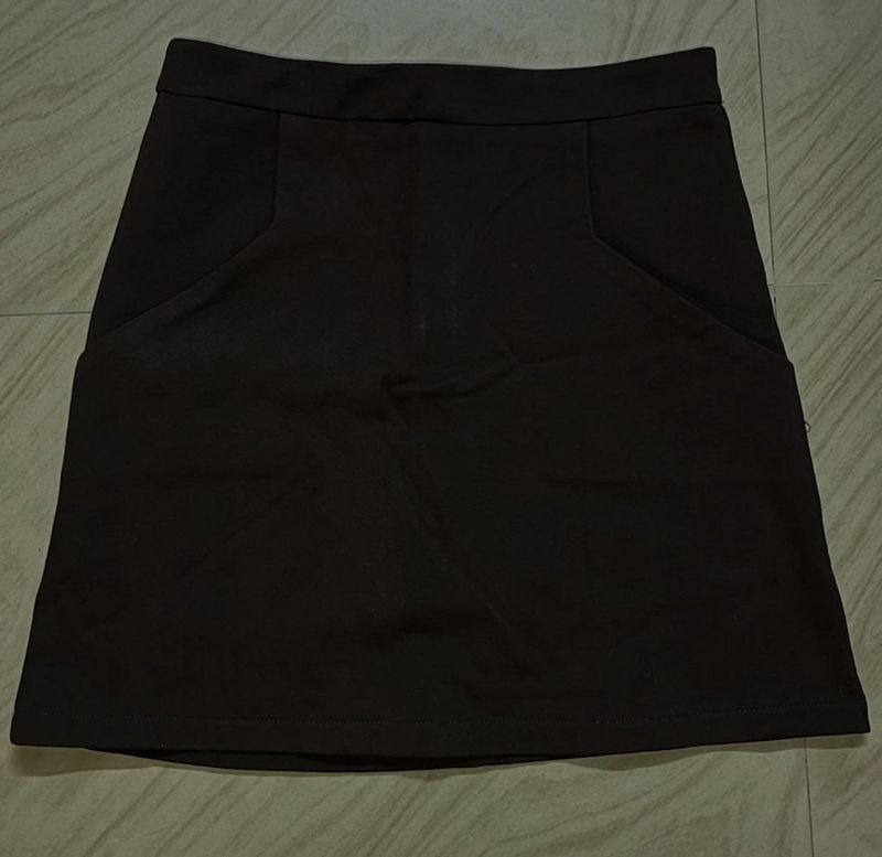 Brown Mini Skirt with Pockets