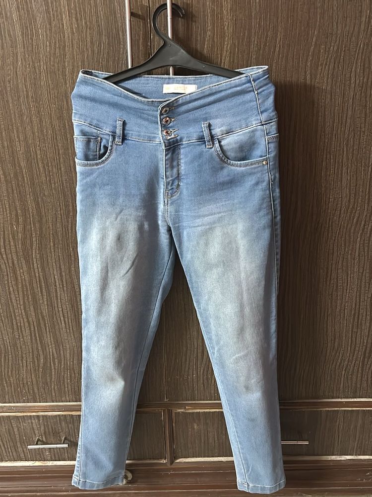 High-Waisted Denim Jeans