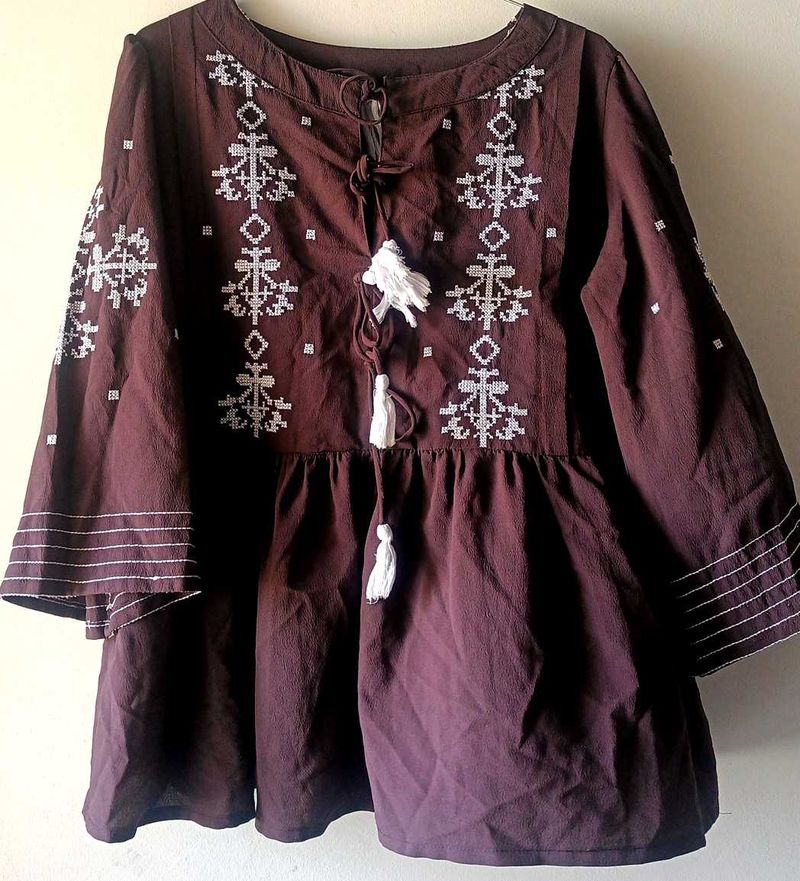 Boho Embroidered Tunic Top