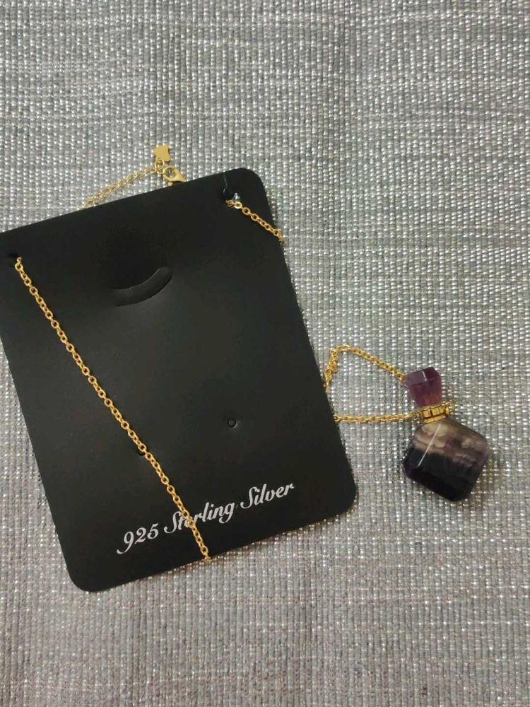 Chain In 925 Silver - Amethyst Perfume Bottle