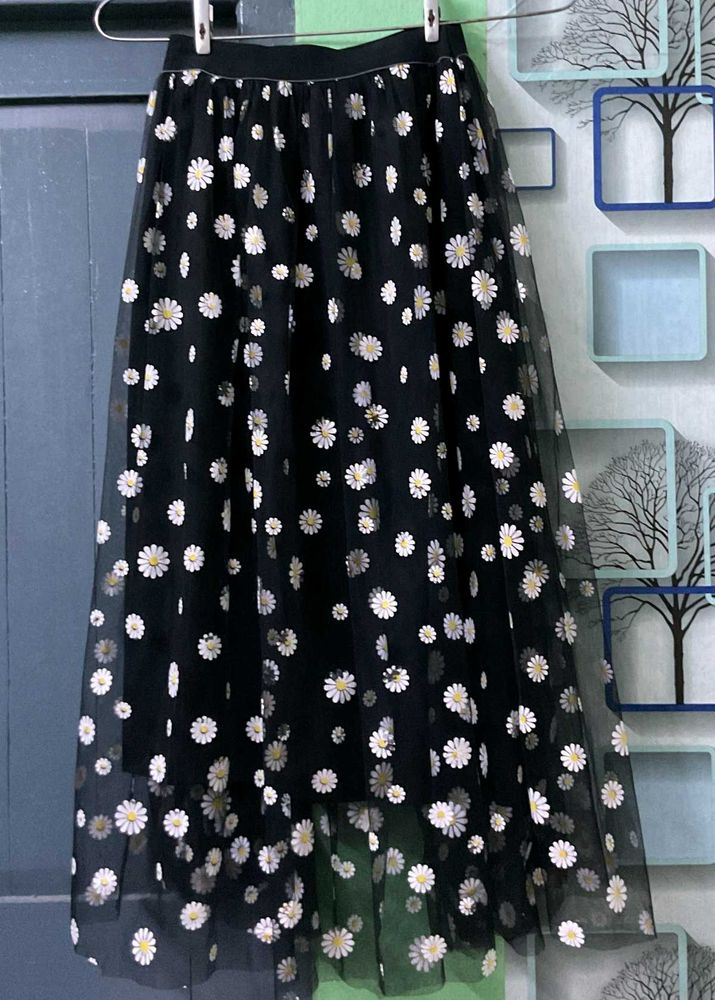 Daisy Print Tulle Skirt
