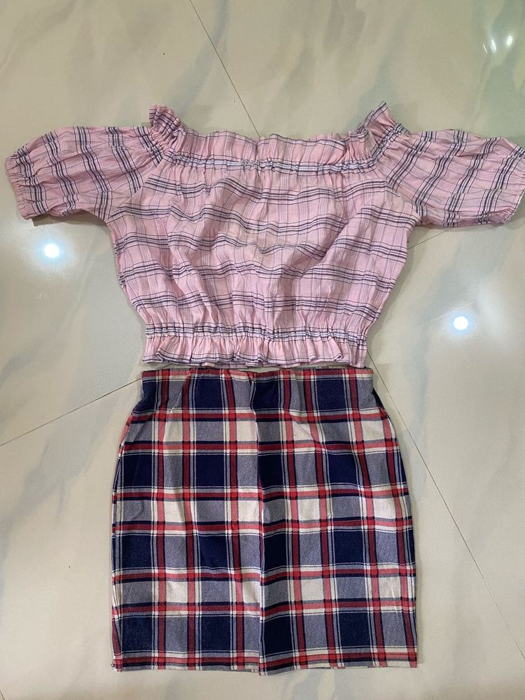 Cute Plaid Two-Piece Set