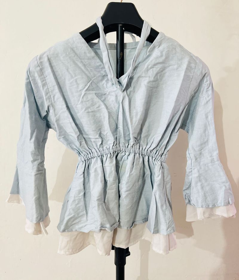 Blue Peplum Style Top