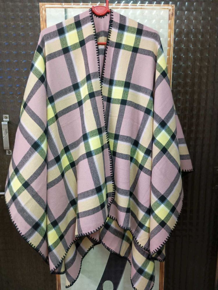 Pink Plaid Blanket Cape
