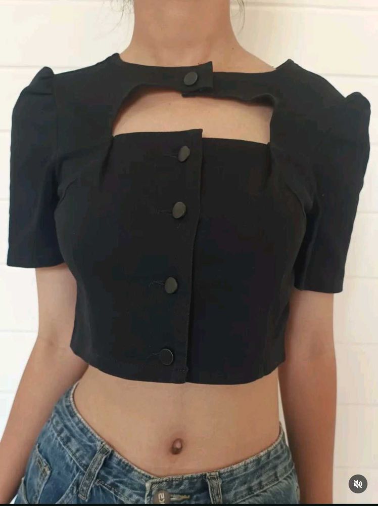 Chic Black Cutout Top