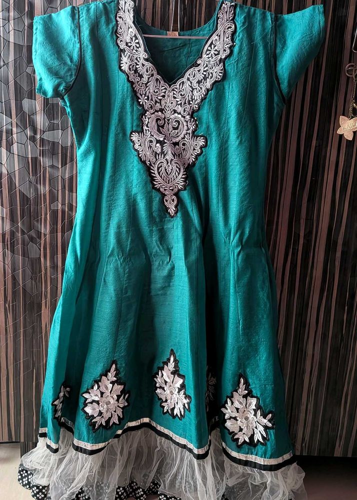 Teal Embroidered Kurti