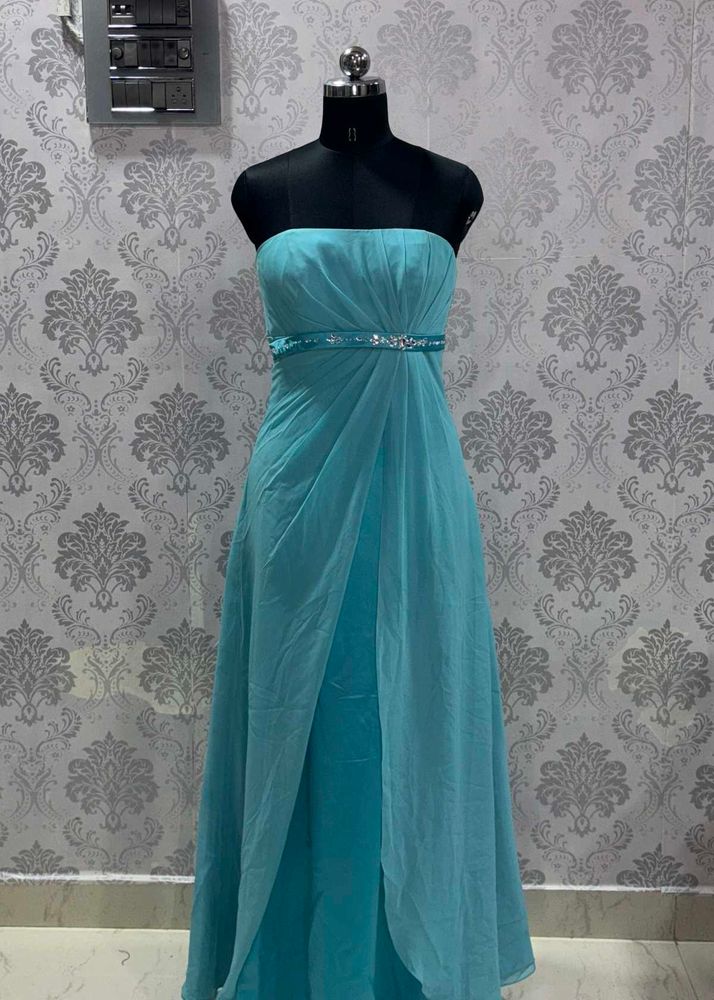 Aqua Strapless Gown