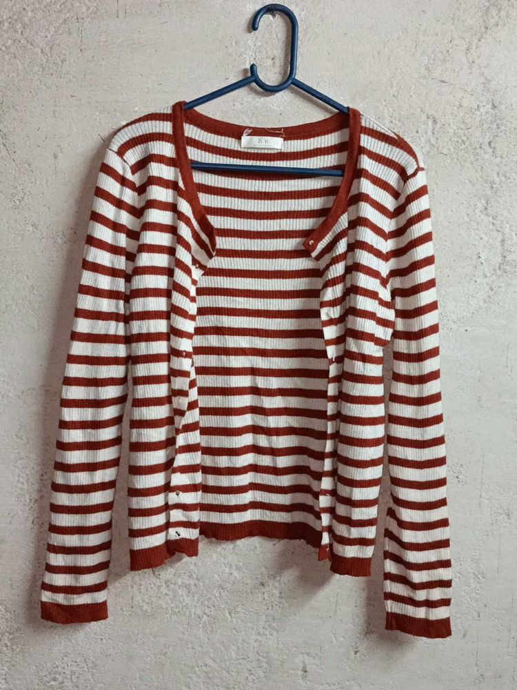 Women's Striped Cardigan Sweater