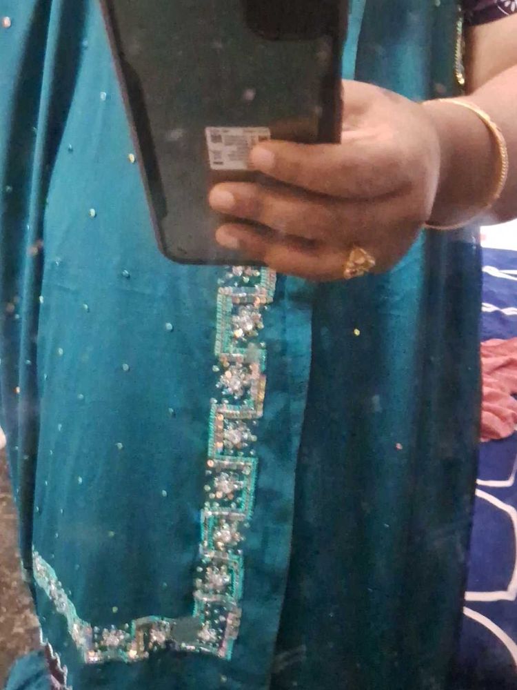 Teal Embellished Saree