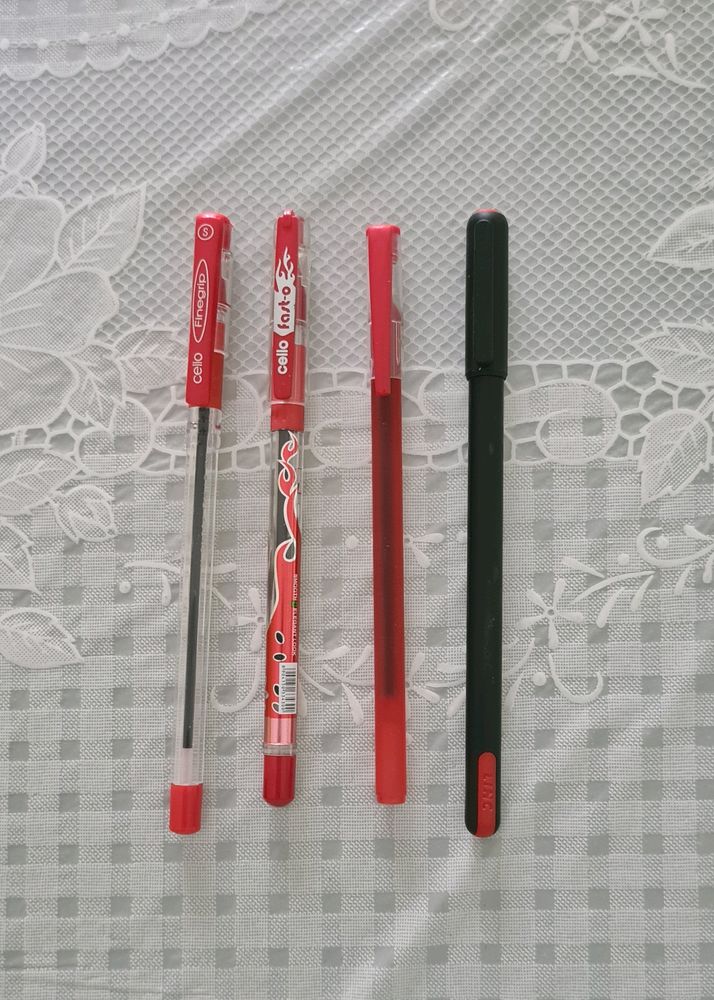 4 Ball Point Red Pens