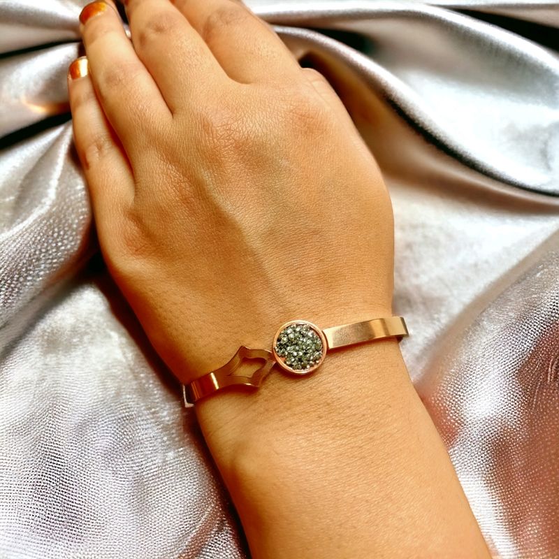 Electroplated Natural Pyrite Crystal Bracelet