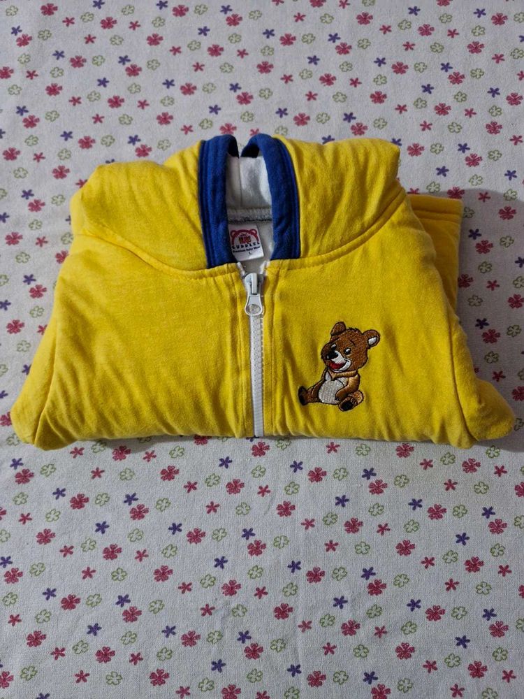 Yellow Quilted Jacket For Kids(12 to 18 Months)