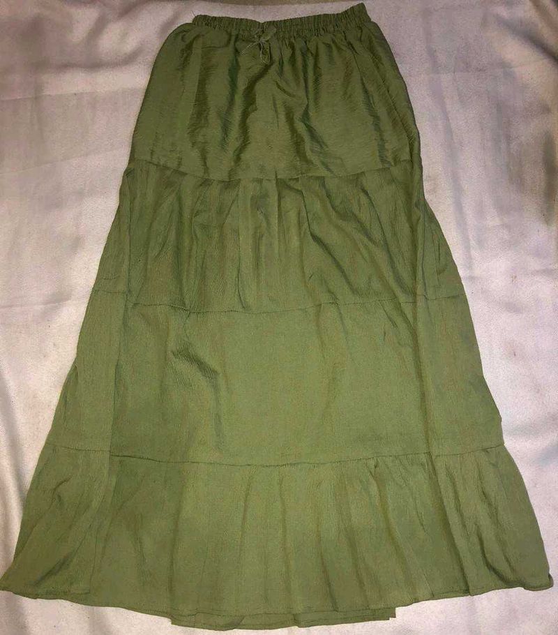 Olive Tiered Maxi Skirt