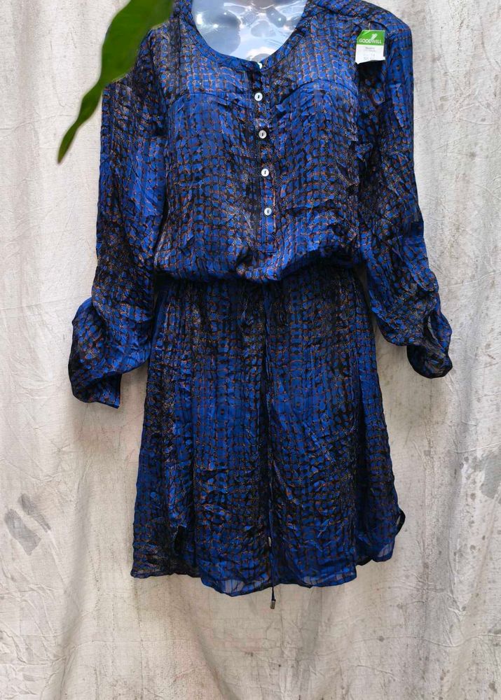 I. Blue Printed Dress