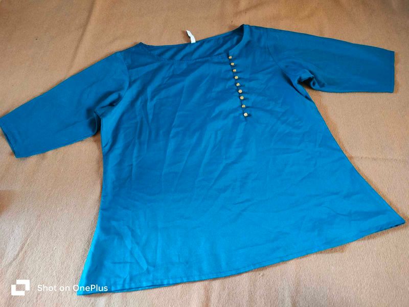 Teal Blue ( Rama )Button-Down Tunic