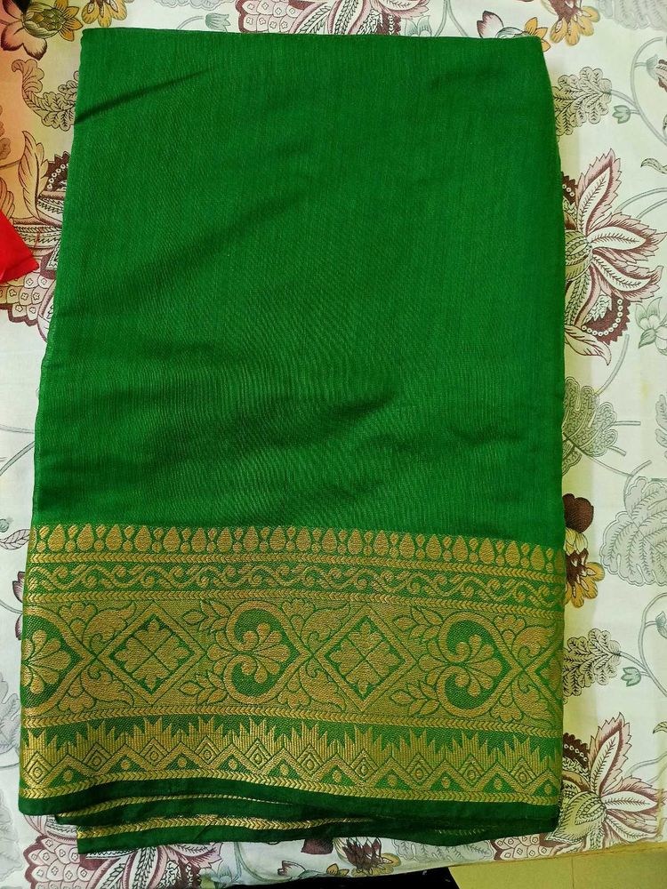 Green Cotton Saree💚