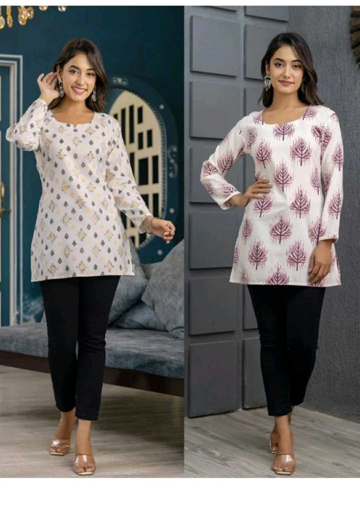 Printed Cotton Tunic Set Of 2
