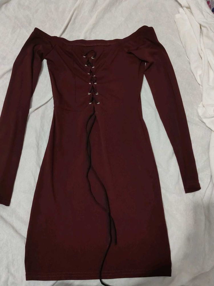Burgundy Off-the-Shoulder Dress