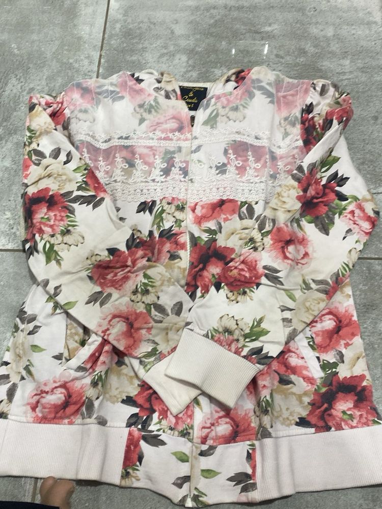 Floral Print Hoodie Jacket