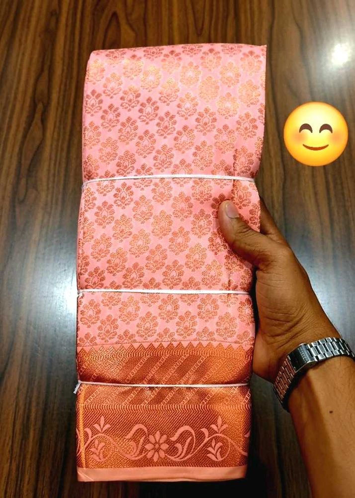 Elegant Peach Kanchipuram bridal Silk Saree
