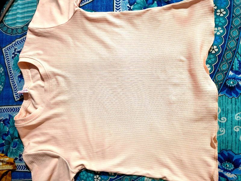 Peach Ribbed T-Shirt