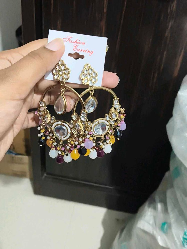 Purple and Yellow Multicolored Earings
